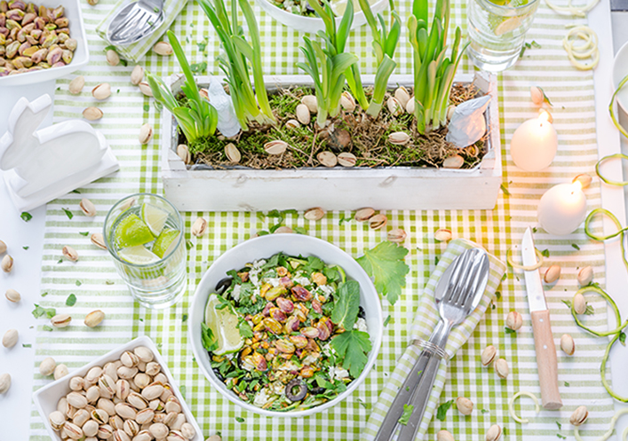 Ensalada de pistacho americano y calabacín