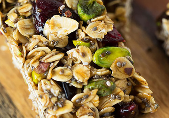 Barra de granola con pistachos 