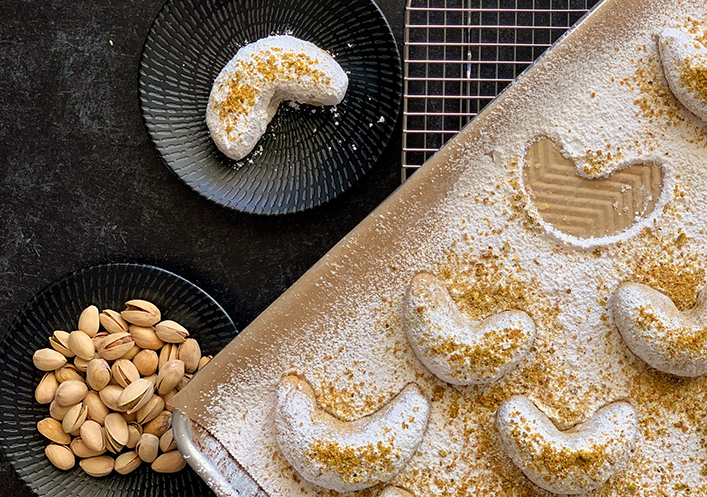 Galletas de media luna de pistacho