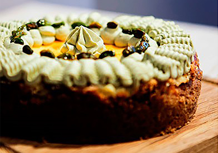 Tarta de queso con pistachos