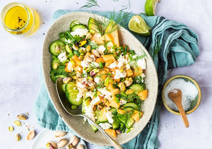 Ensalada de verano de pepino y melón