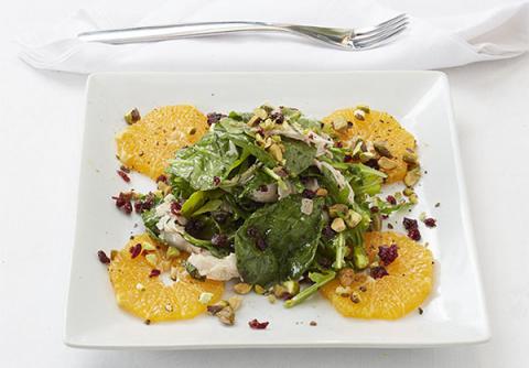 Ensalada de espinacas con Pavo Ahumado y Pistachos