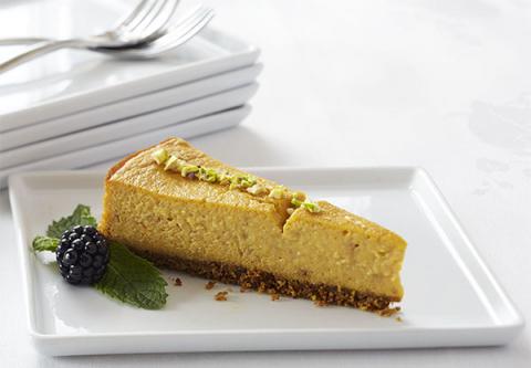 Tarta de queso con calabaza y pistacho