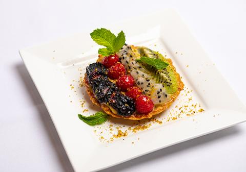 Tarta de fruta y pistacho
