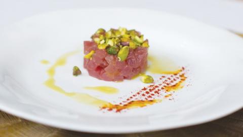 TUNA CRUDO WITH PISTACHIOS AND PISTACHIO OIL